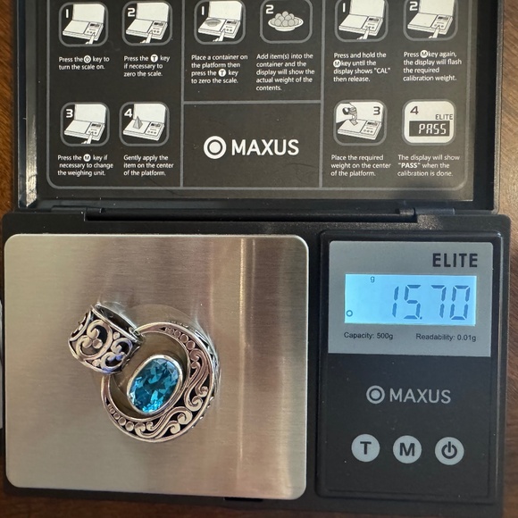 1970 Natural London Blue Topaz 925 Silver Pendant with chain - Picture 4 of 5